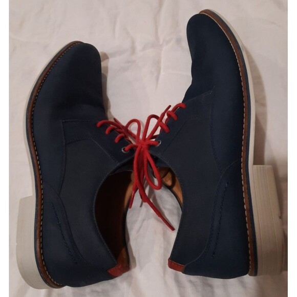 1901 Saddle Shoes Oxford Leather Suede Lace Up Derby Navy Blue & Red Mens 11.5 main image 9